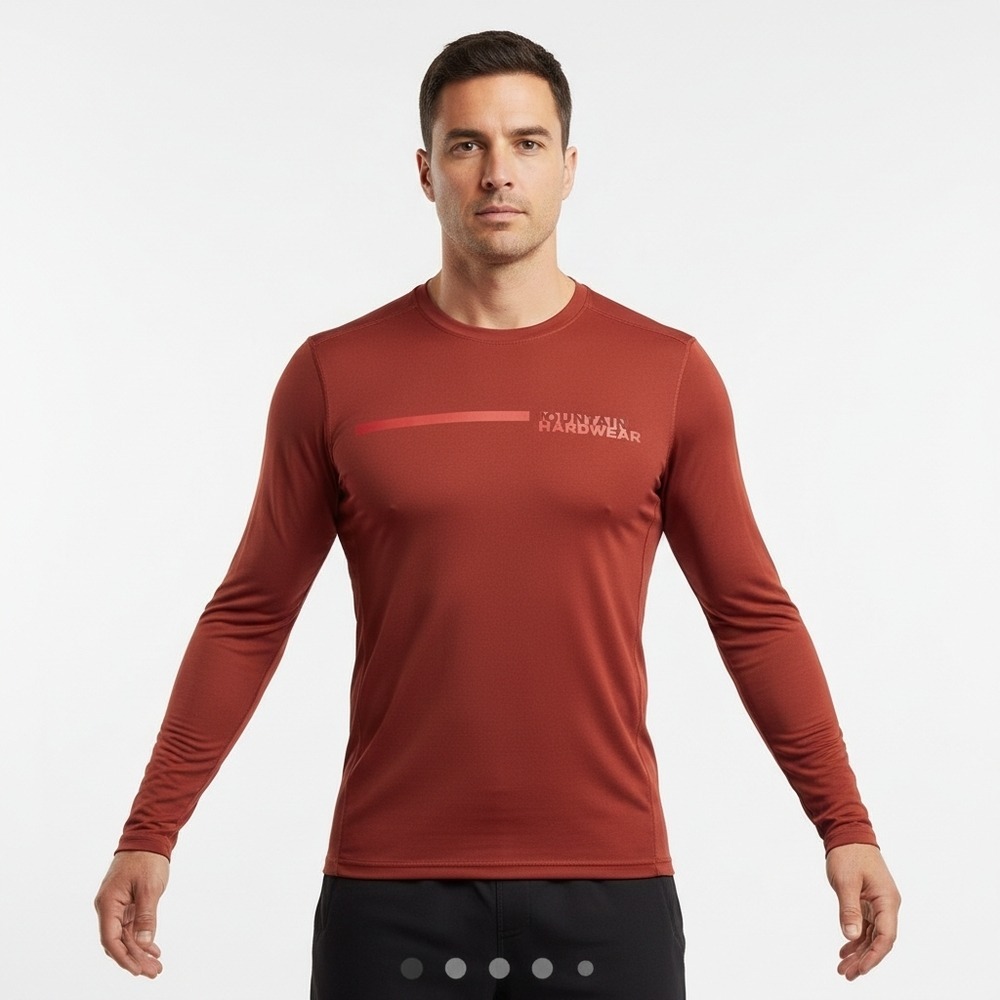 Mountain Hardwear Long Sleeve Shirt Mens Medium Orange Graphic Performance Tee